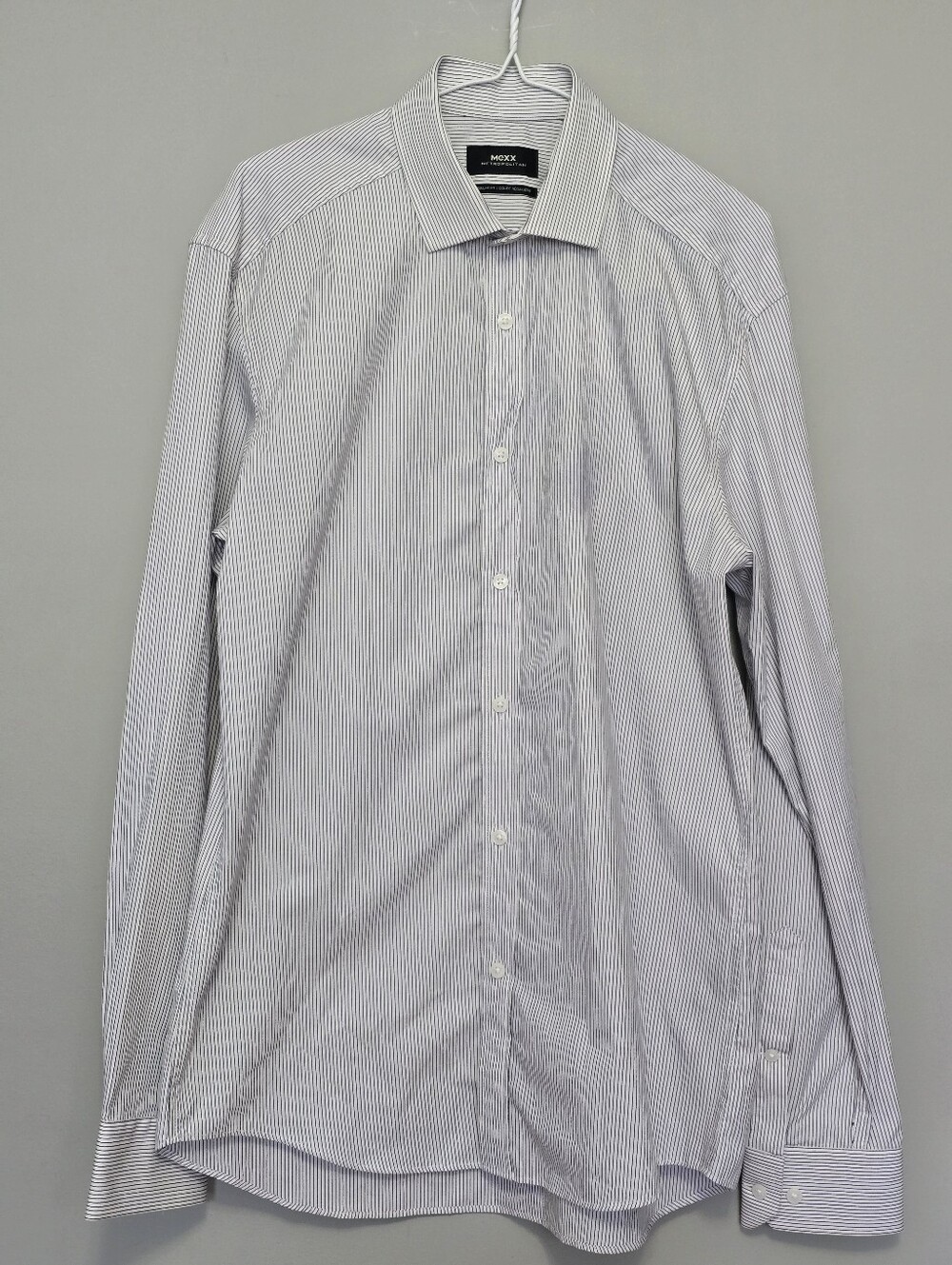 Mexx Men's White Shirt with Light Blue Pinstripes Size 16 1/2